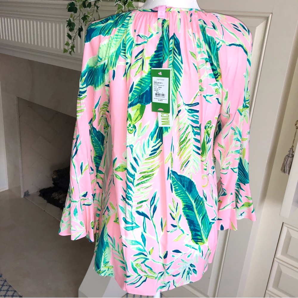NWT Lilly Pulitzer Willa Flounce Sleeve Top in Chimpoiserie Print New Size L - Picture 7 of 12